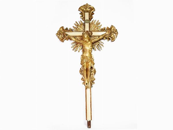 A Lacquered and Giltwood Crucifix