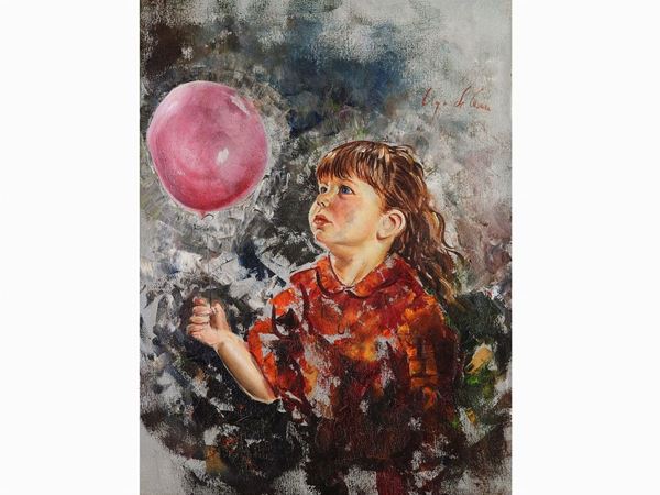 Ugo De Cesare : Portrait of a Girl with Balloon  - Auction Modern and Contemporary Art - III - Maison Bibelot - Casa d'Aste Firenze - Milano