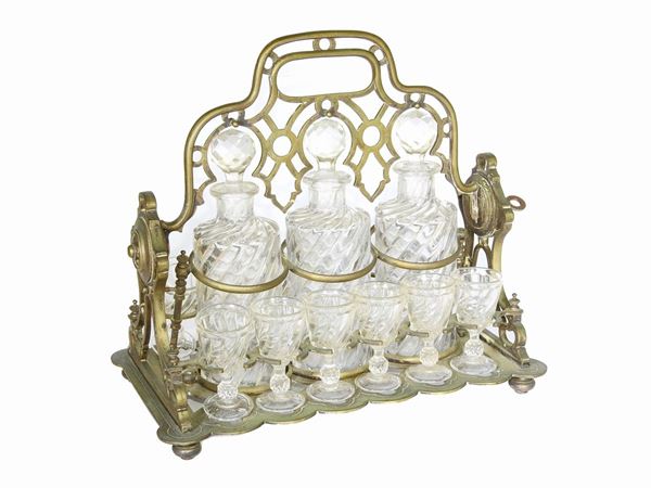 An Old Brass and Crystal Tantalus