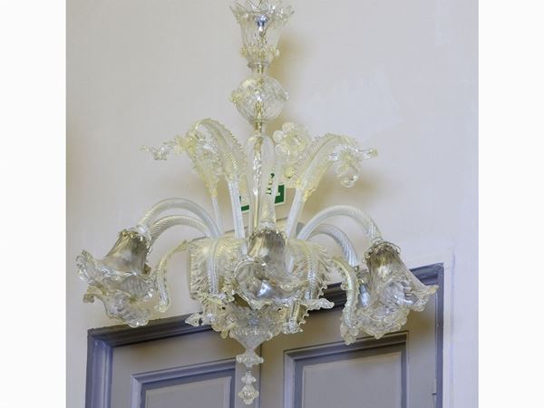 An Uncoloured Blown Glass Chandelier  (Murano, 20th Century)  - Auction Furniture and Old Master Paintings - I - Maison Bibelot - Casa d'Aste Firenze - Milano