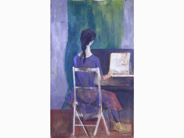 Dino Caponi : Woman Playing Piano  ((1920-2000))  - Auction Modern and Contemporary Art - III - Maison Bibelot - Casa d'Aste Firenze - Milano