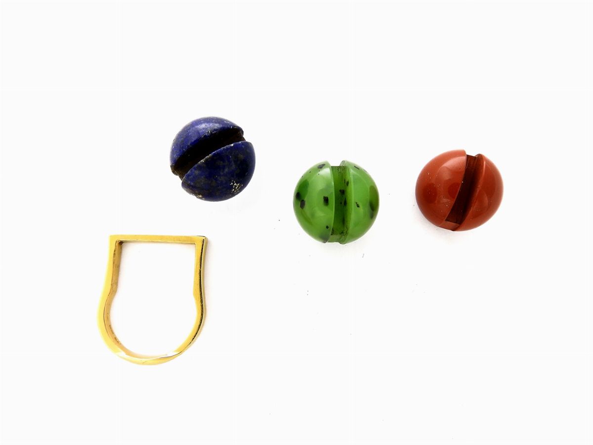 Anello in Oro Giallo Giò Pomodoro con Tre Sfere Intercambiabili