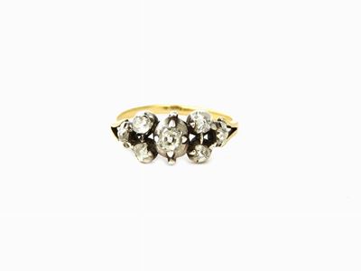 Anello da Mignolo in Oro Giallo e Argento con Diamanti