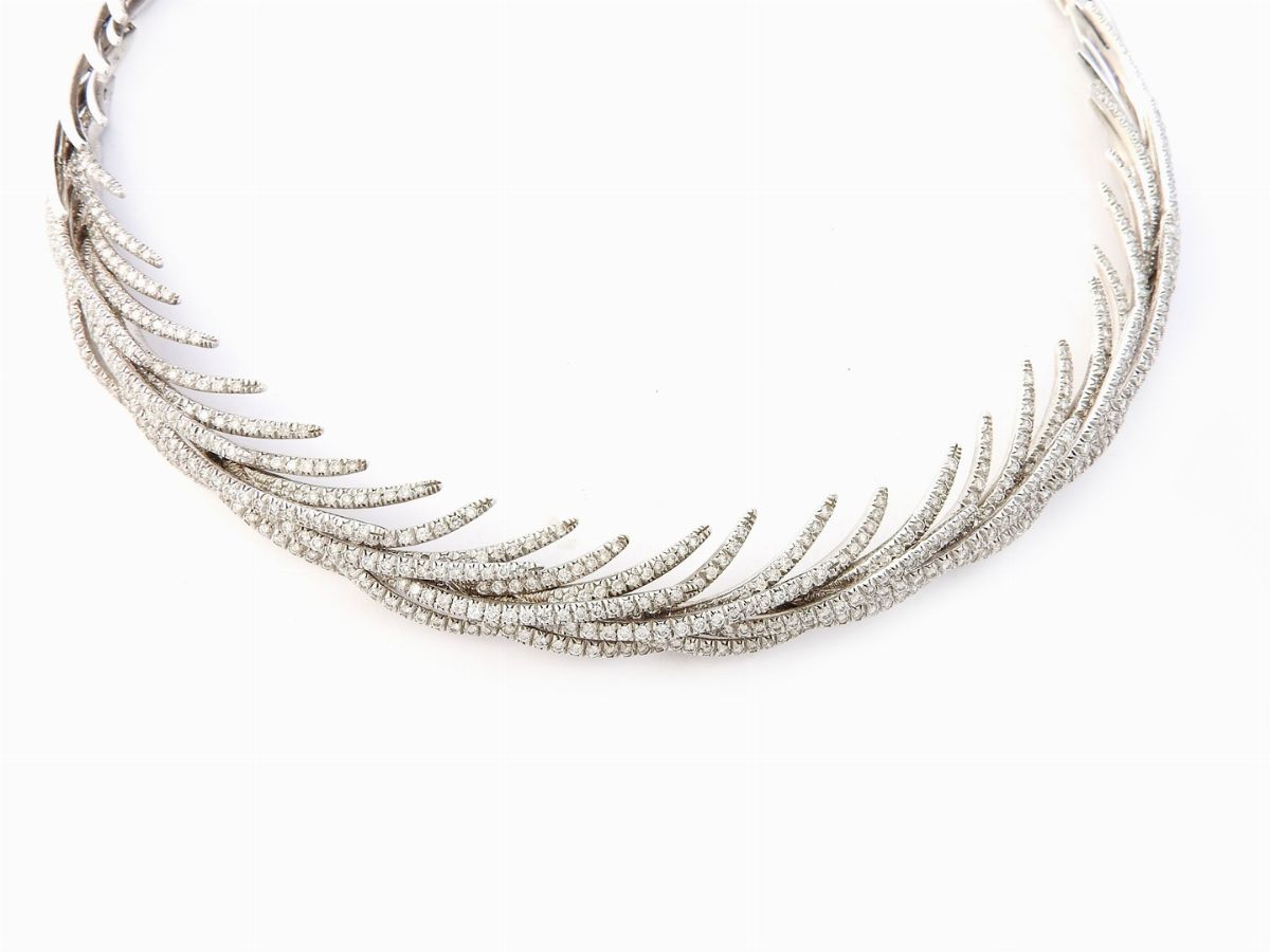 Collier in Oro Bianco e Diamanti Stefan Hafner