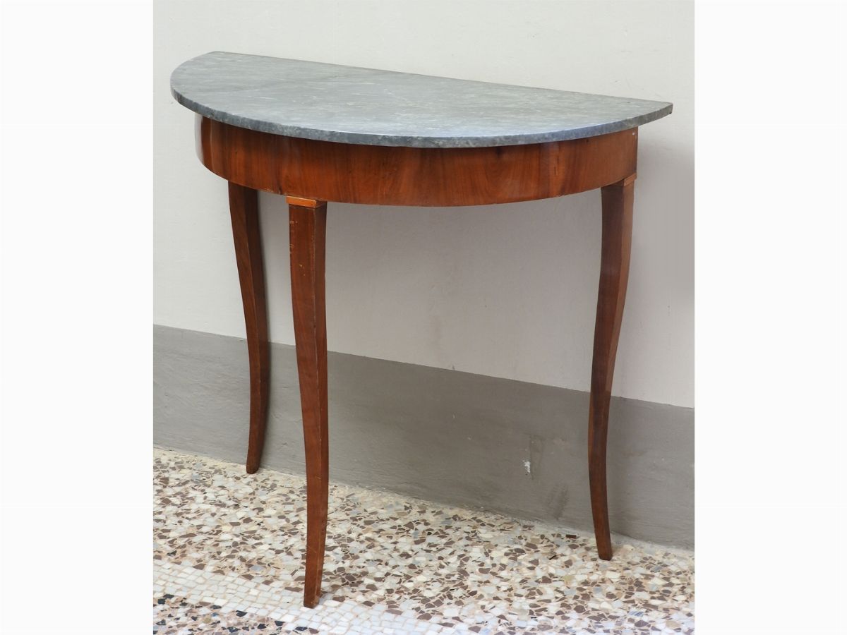 Console a Mezzaluna Impiallacciata in Noce