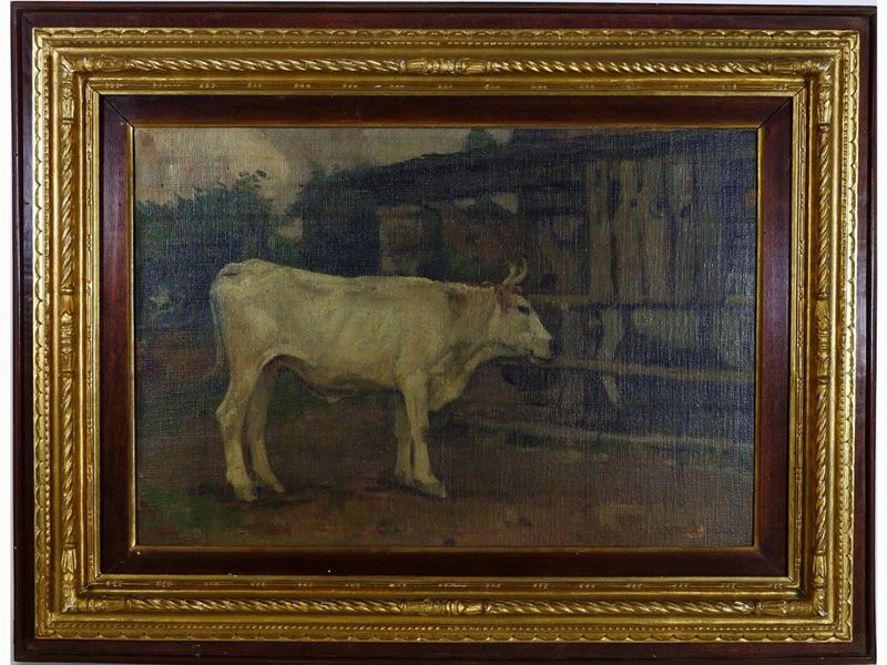 Ruggero Panerai - Paesaggio con Scorcio di Stalla e Bue