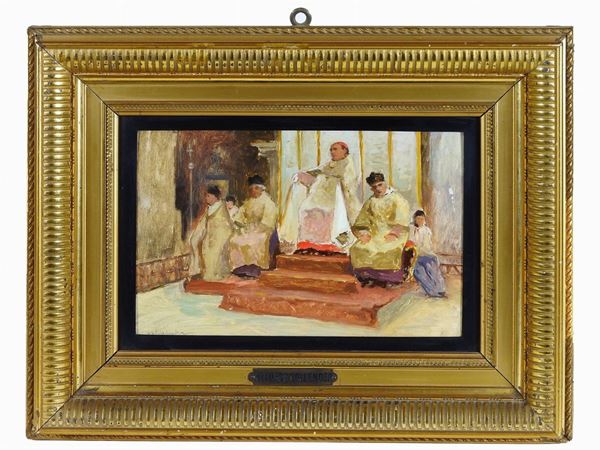 Alphons Hollaender : Scene with Cardinal and Prelates  ((1845-1923))  - Auction Modern and Contemporary Art - III - Maison Bibelot - Casa d'Aste Firenze - Milano