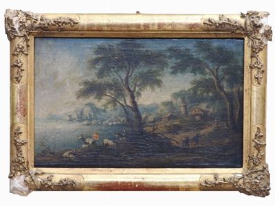 Paesaggio con Capre e Paesaggio Marino con Barche