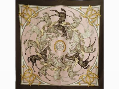 Foulard Carrè in Seta "la Ronde Des Jockeys-ascot 1831", Hermés