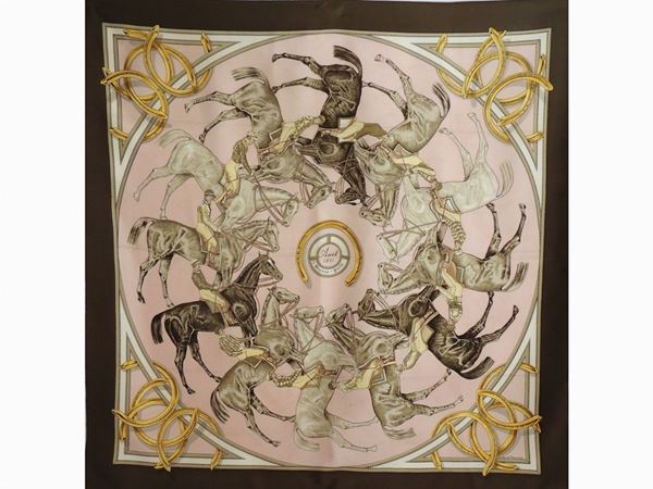 Foulard Carrè in seta "La Ronde des Jockeys-Ascot 1831", Hermés  (Parigi, Fine Anni Sessanta)  - Asta Accessori Vintage - Maison Bibelot - Casa d'Aste Firenze - Milano