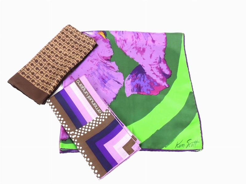 Lotto di Foulard in Seta, Ungaro, Ken Scott e Gherardini
