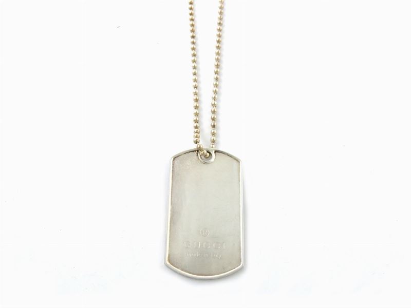 Catenina a Pallini con Pendente a Targhetta in Argento, Gucci
