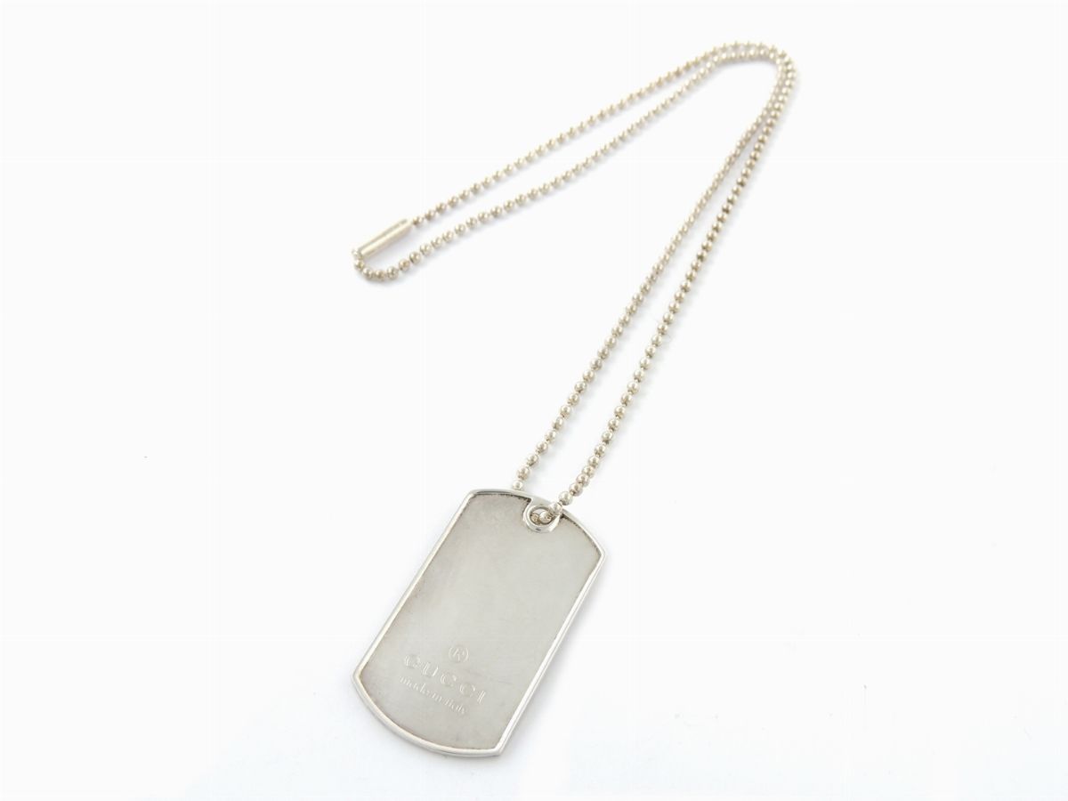 Catenina a Pallini con Pendente a Targhetta in Argento, Gucci