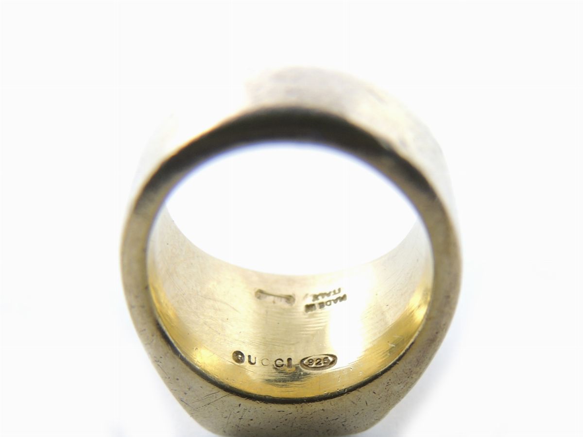 Anello Chevalier in Argento Dorato, Gucci