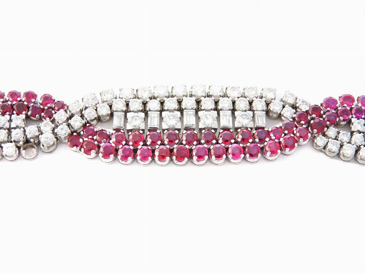 Bracciale Frascarolo & C. in Platino con Diamanti e Rubini
