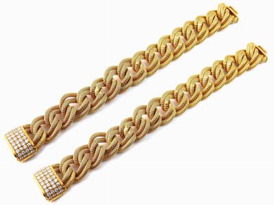 Coppia di Bracciali Componibili Gemma Gioielli in Oro Giallo con Diamanti