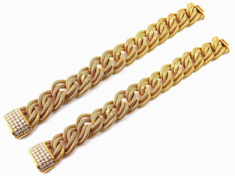 Coppia di Bracciali Componibili Gemma Gioielli in Oro Giallo con Diamanti