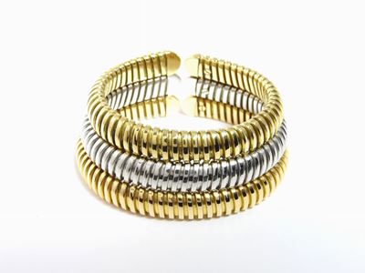 Bracciale Micheletto Tubogas in Oro Giallo, Bianco e Rosa