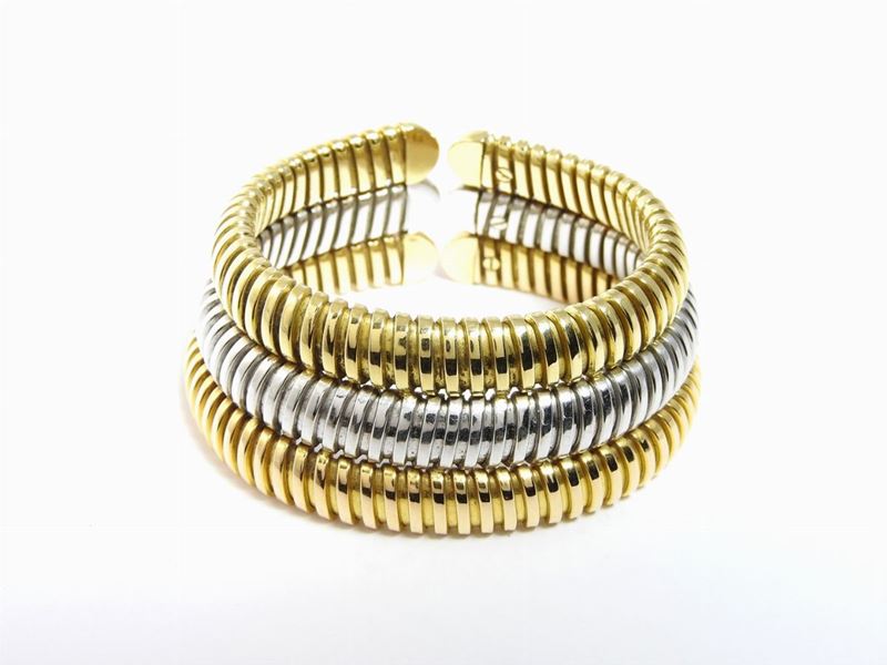 Bracciale Micheletto Tubogas in Oro Giallo, Bianco e Rosa