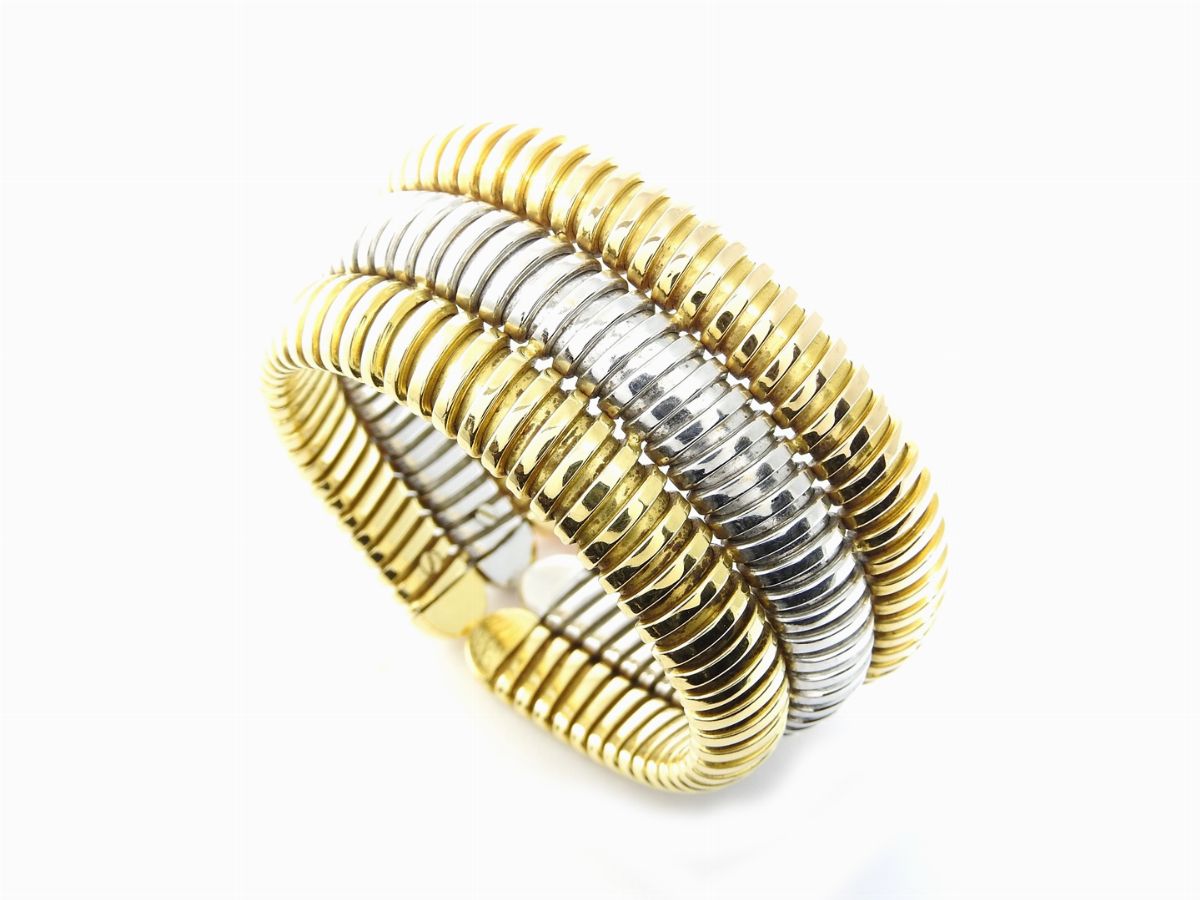Bracciale Micheletto Tubogas in Oro Giallo, Bianco e Rosa