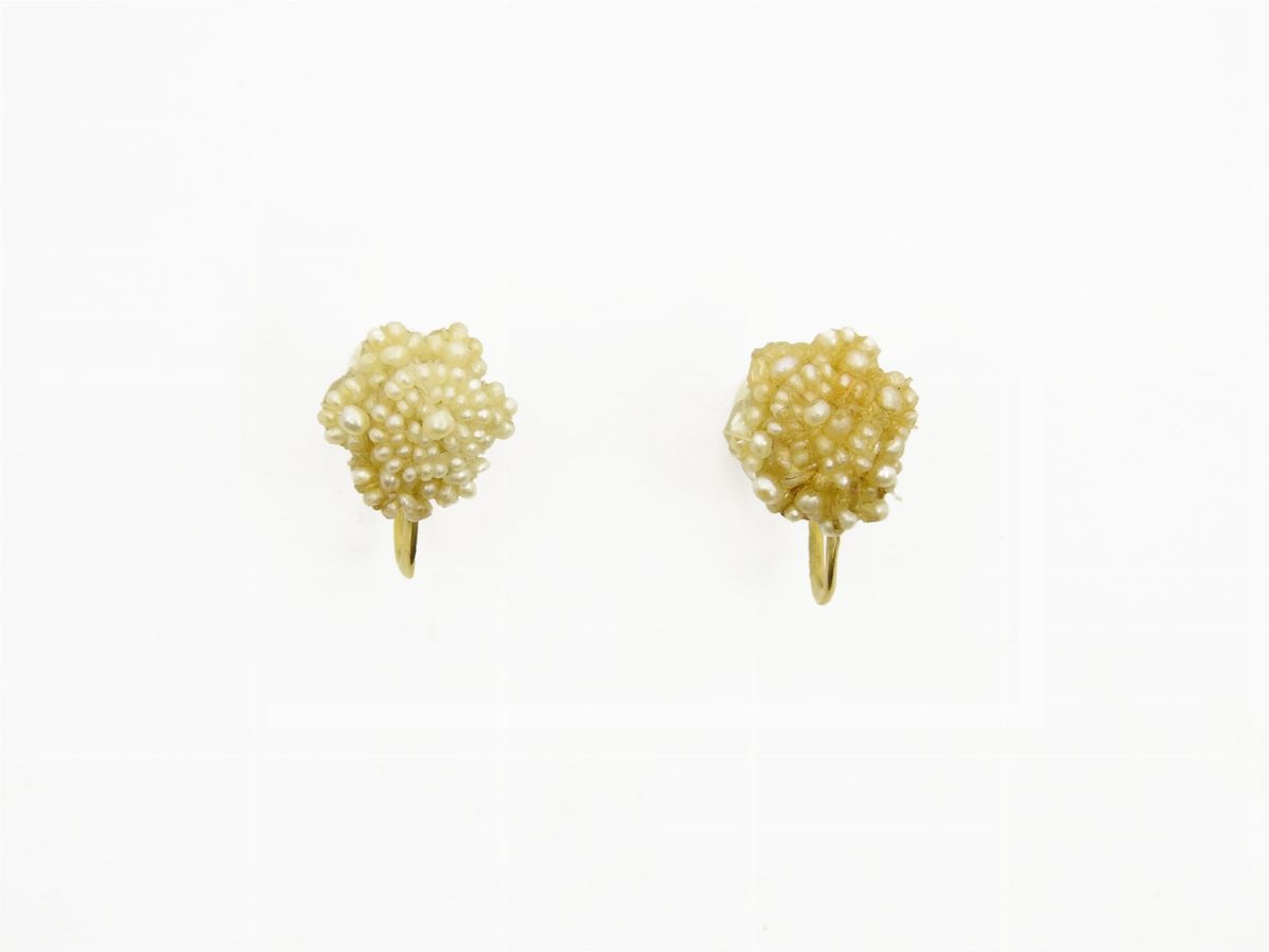 Demi Parure Collana e Orecchini in Oro Giallo 585 e 750/1000 con Microperle
