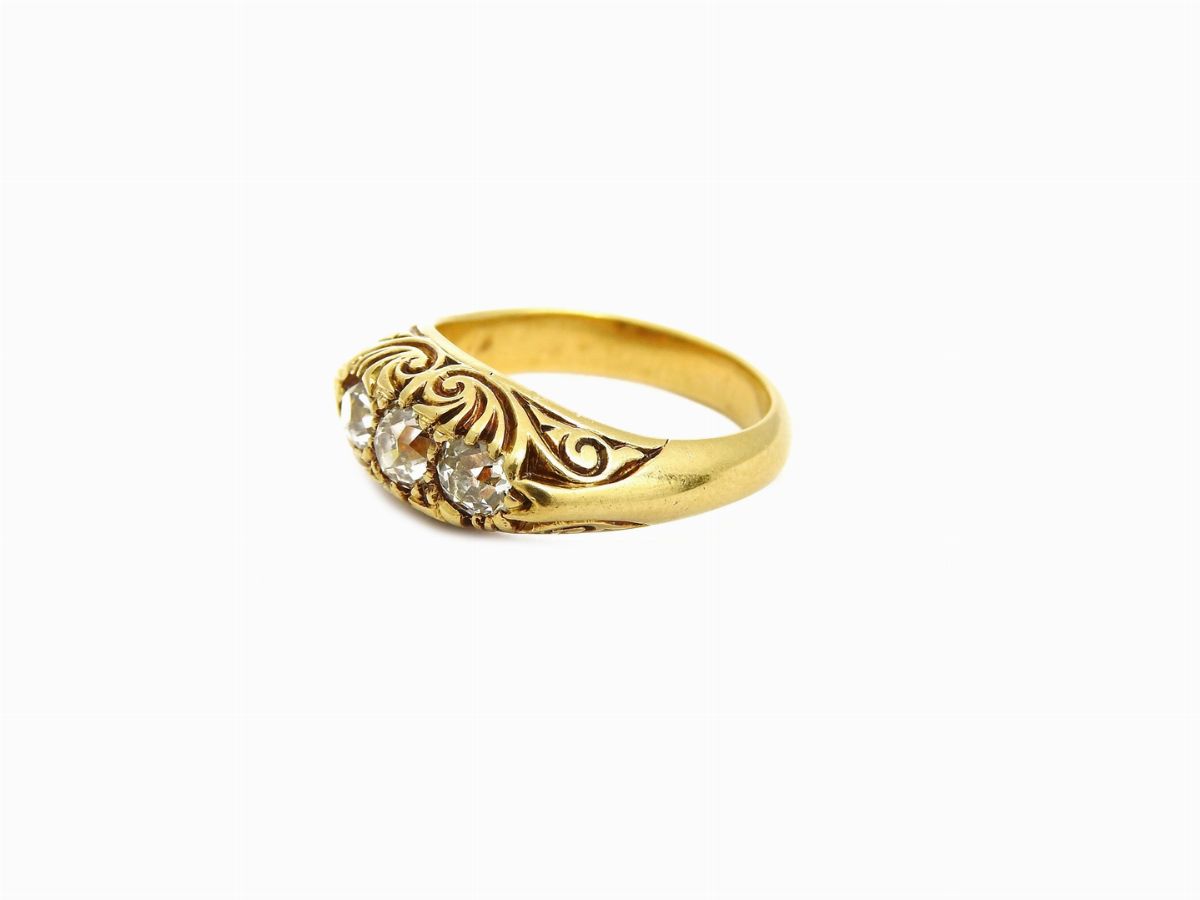 Anello Trilogy da Mignolo in Oro Giallo e Diamanti