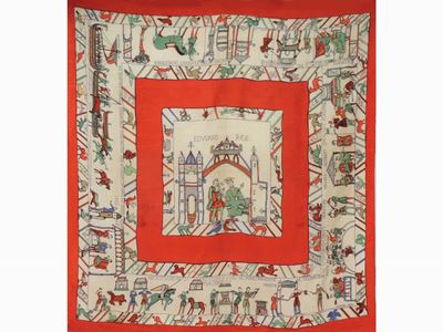 Raro Foulard Carrè in Seta e Cotone, Hermés