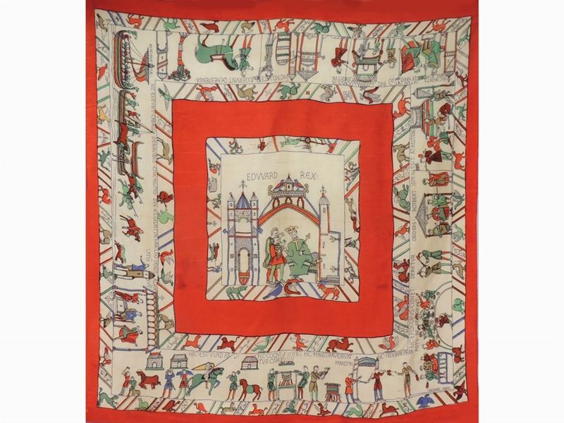 Raro Foulard Carrè in Seta e Cotone, Hermés