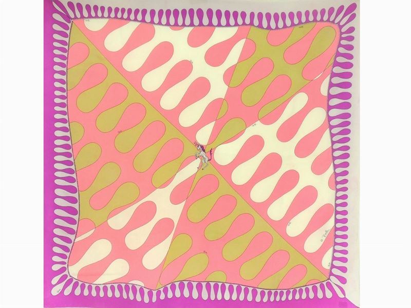 Raro Foulard in Crepe De Chien "palio", Emilio Pucci