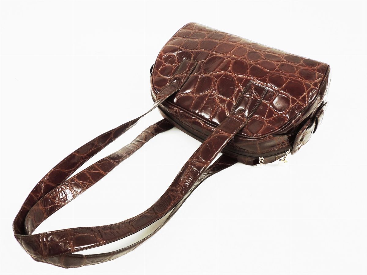 Borsa a Spalla in Coccodrillo Marrone, Prada