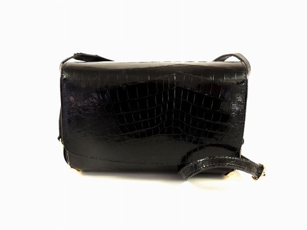 Black crocodile shoulder bag