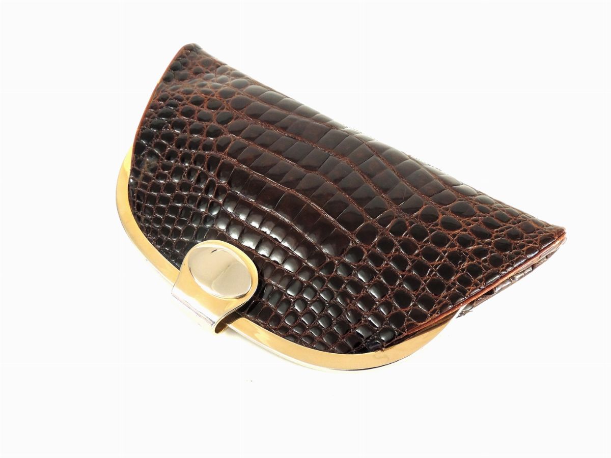Pochette in Coccodrillo Marrone