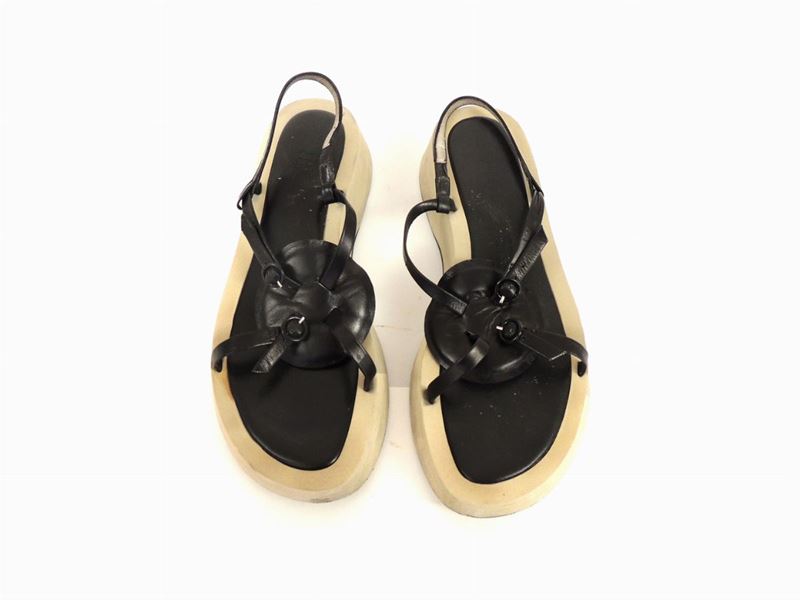 Sandali in Pelle Nera, Jil Sander