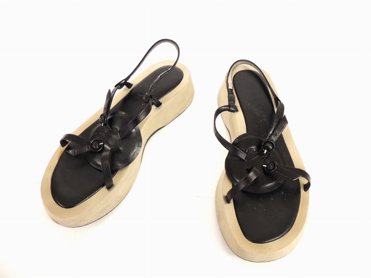 Sandali in Pelle Nera, Jil Sander