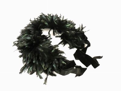 Collo e Manicotto in Piume di Gallo Nero