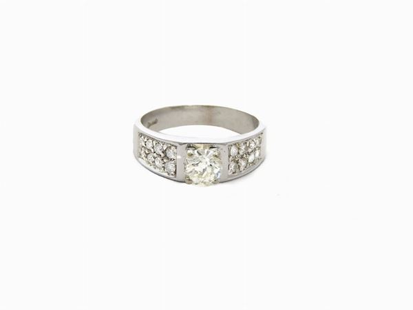 White gold band ring with diamonds