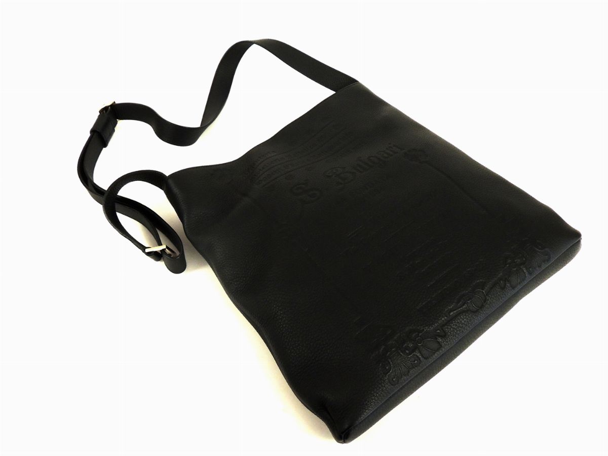 Borsa a Tracolla in Pelle Nera Stampata, Bulgari