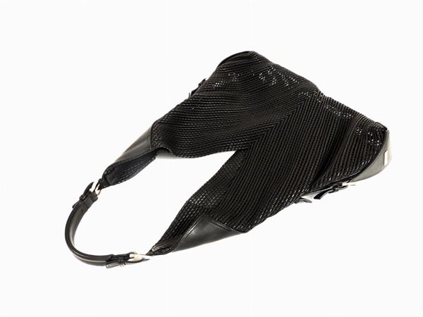 Black mesh leather shoulder bag, Salvatore Ferragamo