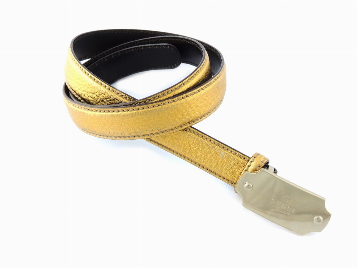 Cintura in Pelle Dorata, Gucci