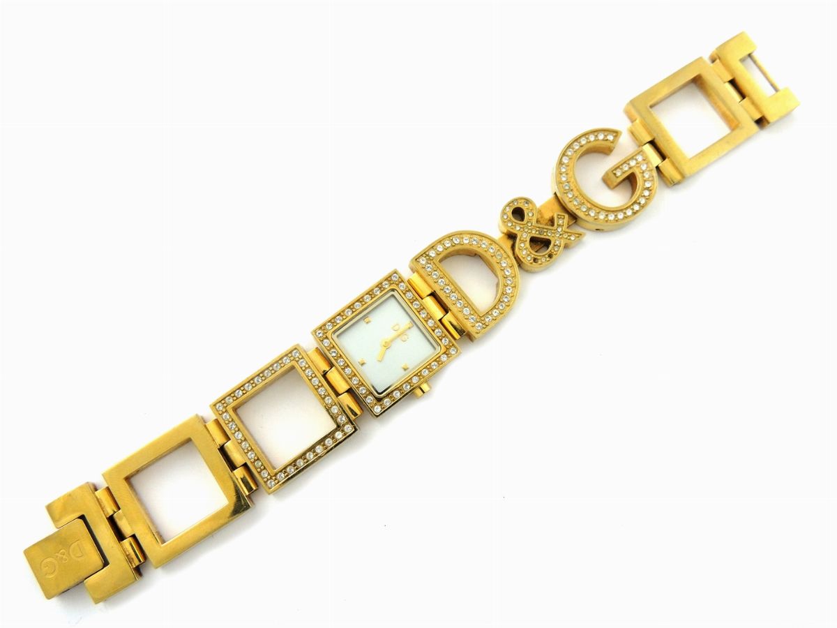 Orologio in Metallo Dorato e Strass, Dolce & Gabbana