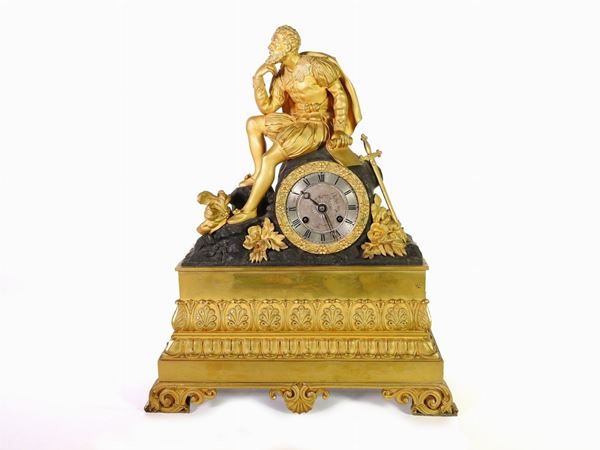 A Gilded Bronze Mantel Clock