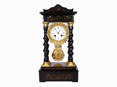 Orologio a Tempietto in Legno Ebanizzato