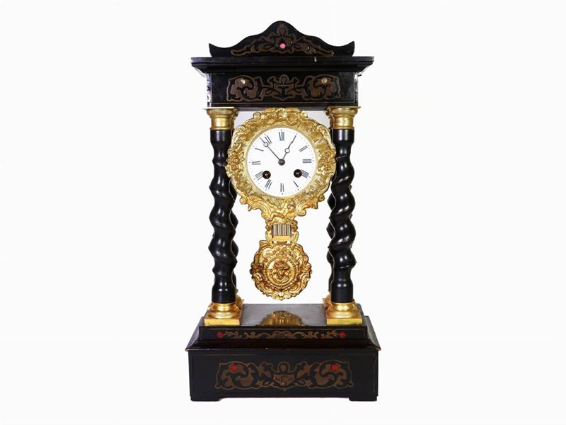 Orologio a Tempietto in Legno Ebanizzato