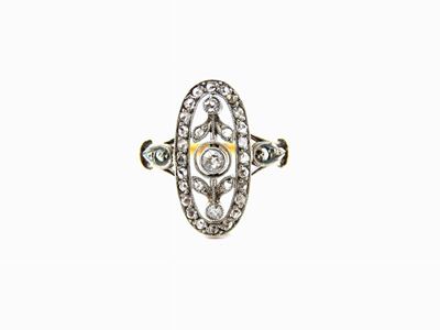 Anello in Oro Giallo e Bianco con Diamanti