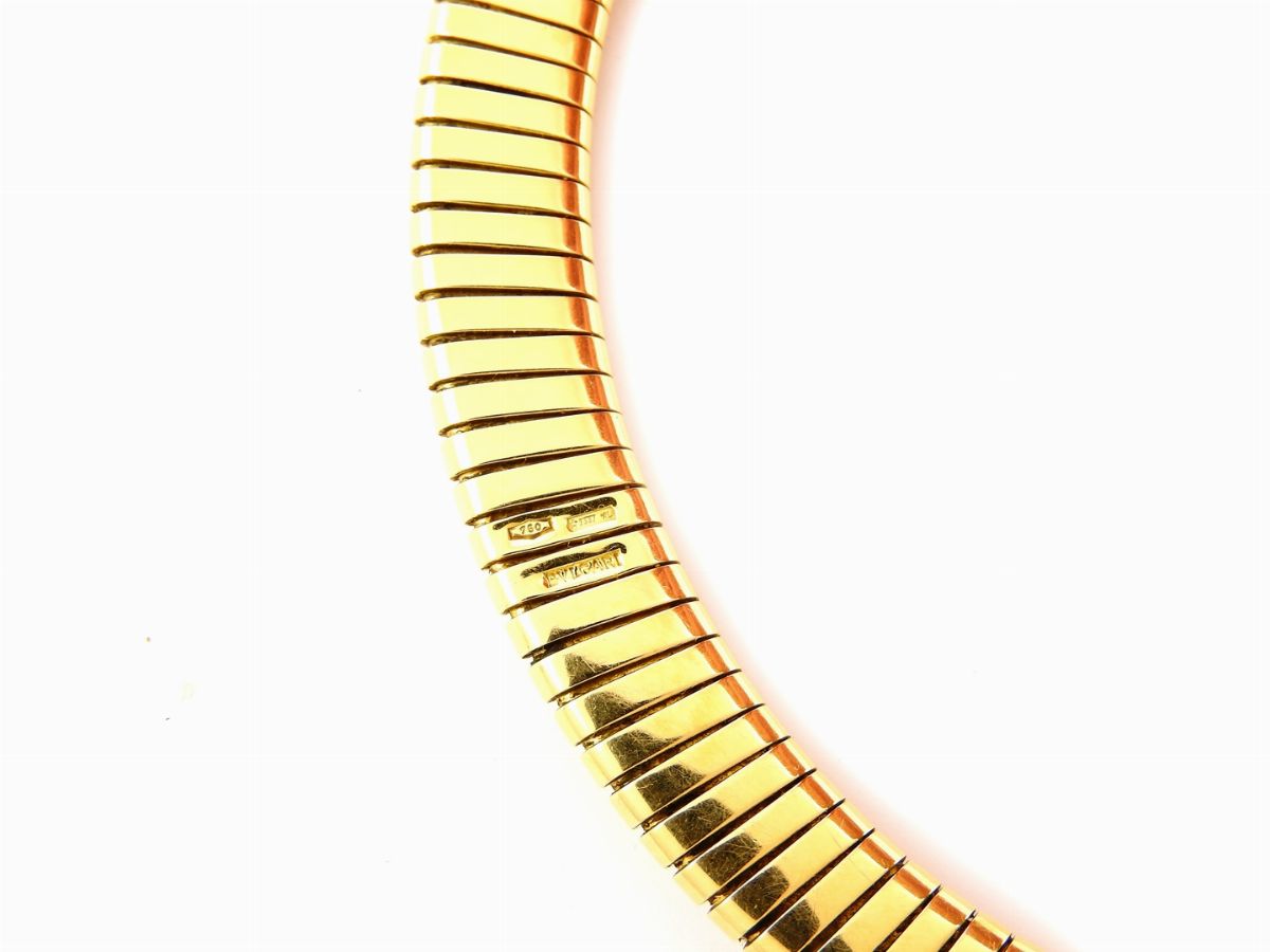 Girocollo Tubogas Bulgari in Oro Giallo e Bianco con Diamanti