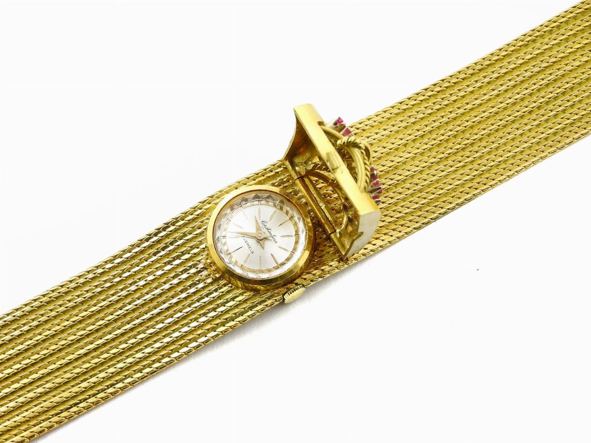 Bracciale Orologio Constantine per Donna in Oro Giallo e Rubini