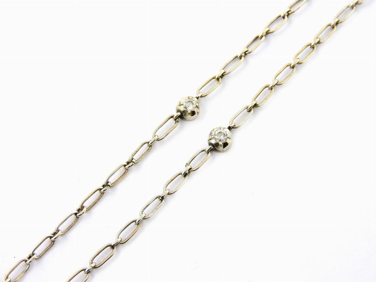 Catenina in Oro Bianco con Diamanti