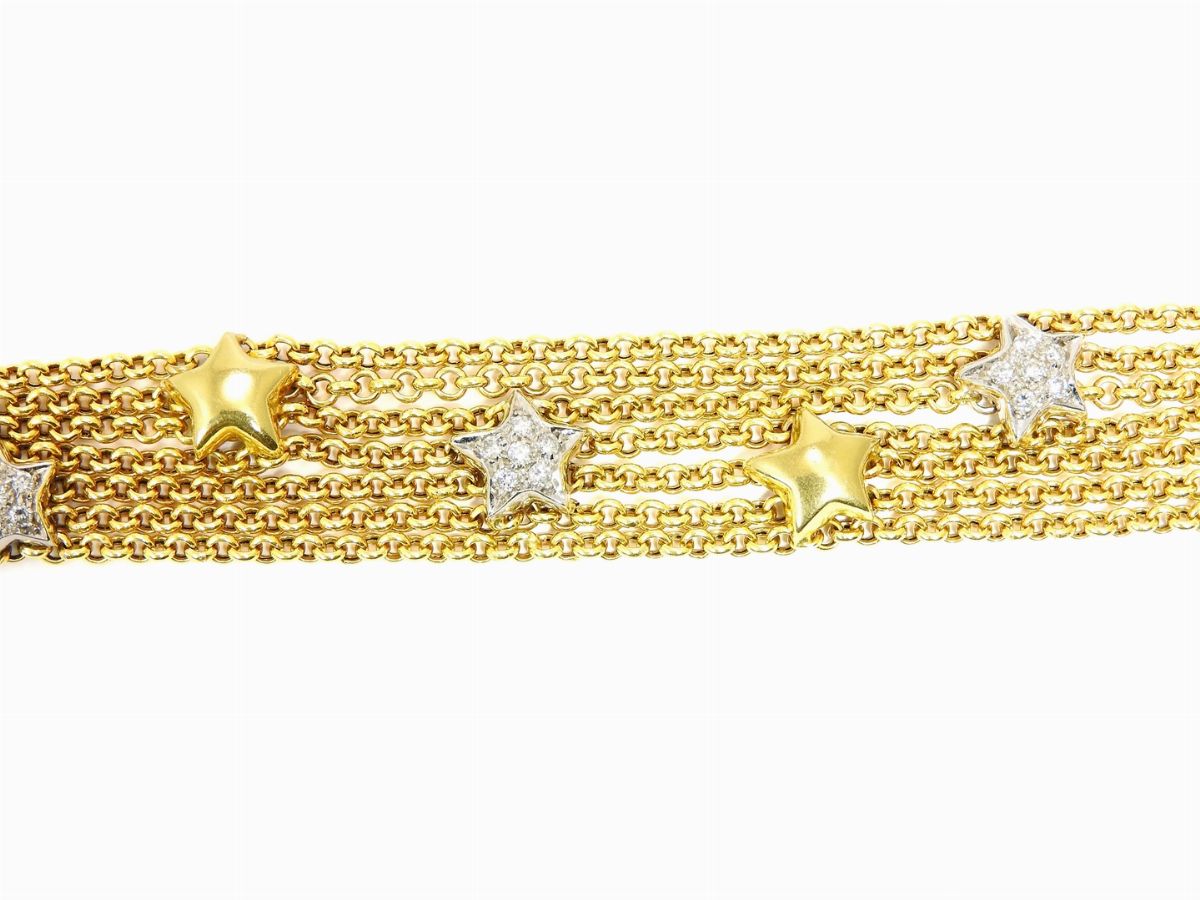 Bracciale in Oro Giallo e Bianco con Diamanti