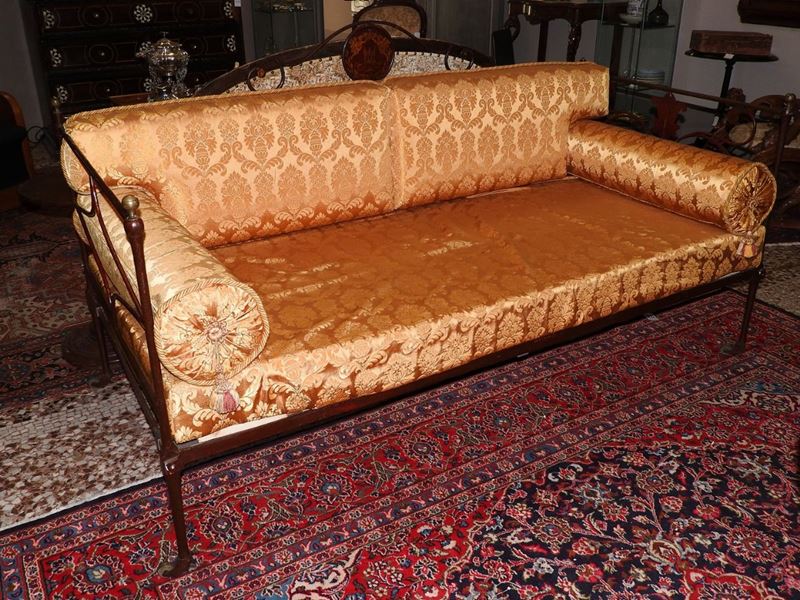 Letto da Giorno in Ferro Battuto Laccato Bordeaux
