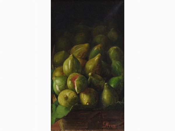 Augusto Ferri : Still Life with Figs  ((1829-1895))  - Auction The Riz Ortolani and Katyna Ranieri collection: Contemporary Art and Old Master Painting - I - I - Maison Bibelot - Casa d'Aste Firenze - Milano